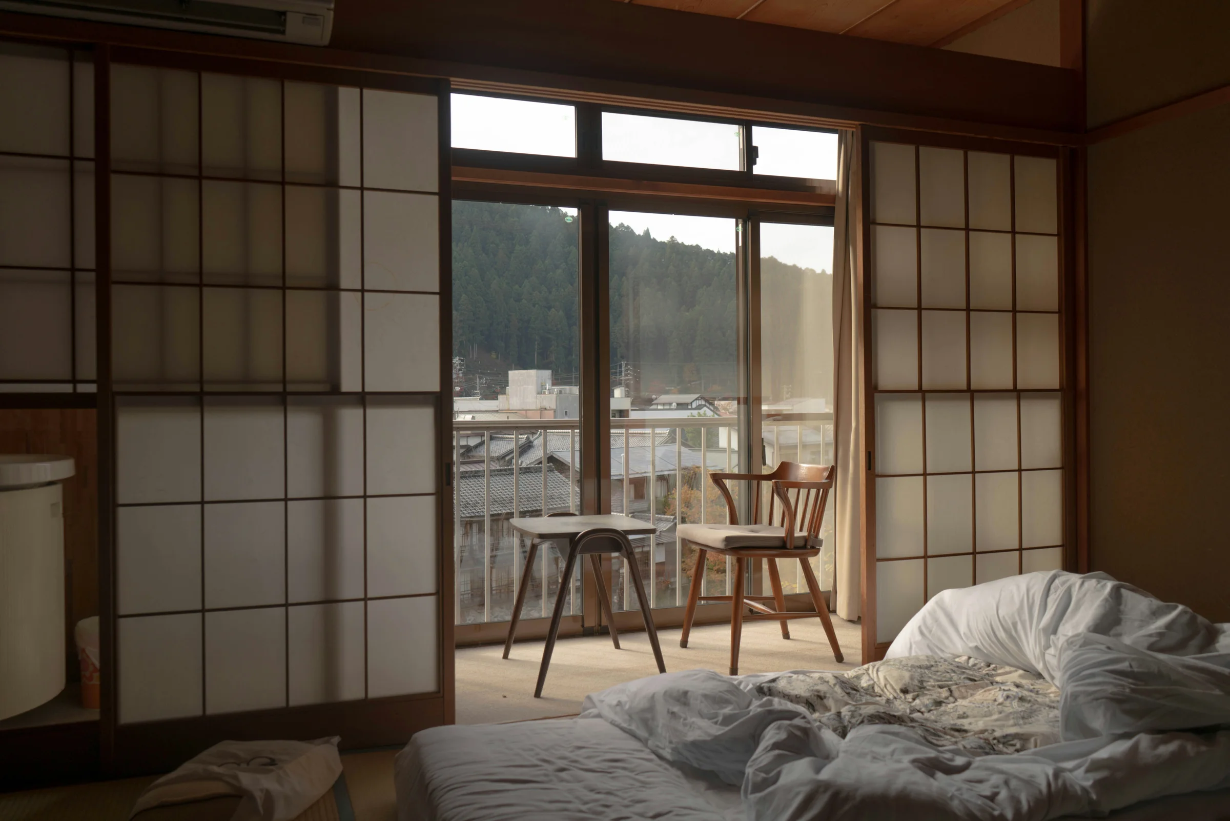 Traditional Japanese interior with shoji screens and soft daylight